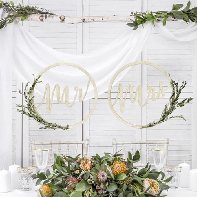 Partydeco - Hangende decoratie Mr / Mrs