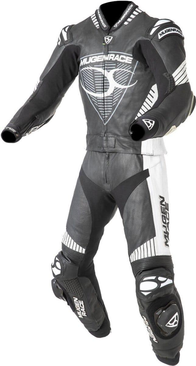 MUGENRACE Impegnato Zwart Wit Geperforeerd 2-Delig Motorpak - Racepak