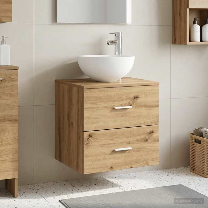 vidaXL - Wandgemonteerde - wastafel - van - een - meubel - Artisanaal - eiken