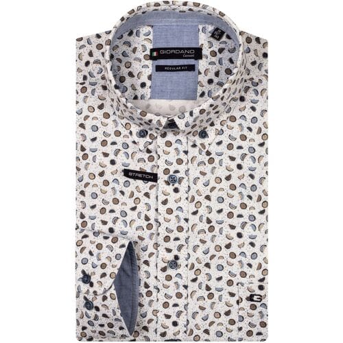 Giordano Overhemd Ivy Watermelon Fantasy Satin Subtle Stretch Navy-Multi / male