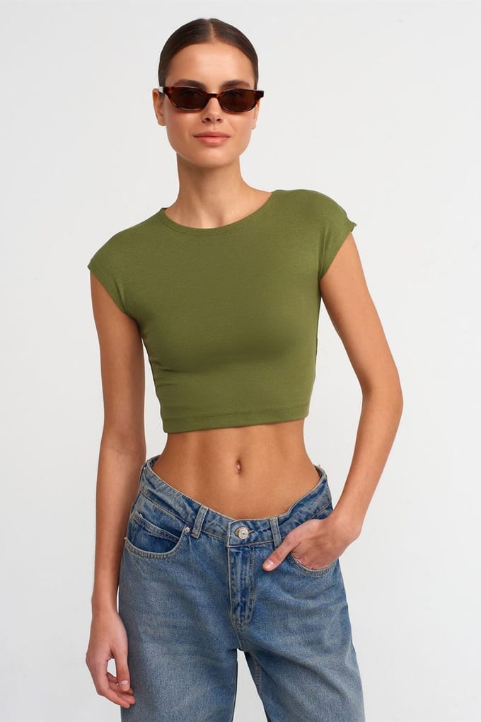 Slim Fit Crop Jersey Blouse