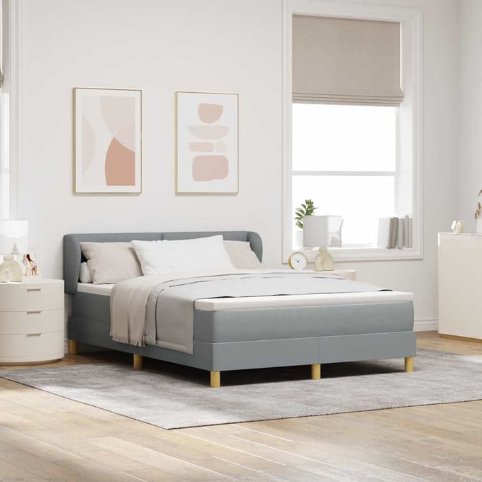 vidaXL - Boxspring - bed - met - hoofdeinde - Lichtgrijs - 160 - x - 200 - cm - Stof