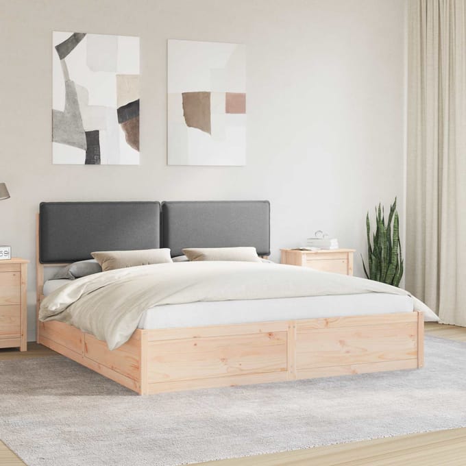 vidaXL - Bedframe - met - Gevoerde - Hoofdbord - Donkergrijs - 200 - x - 200 - cm