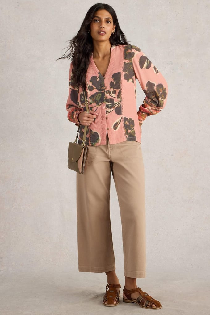 White Stuff Paloma Top Pink Print Größe: 6 | Longsleeves Outlet | Damen | Rosa