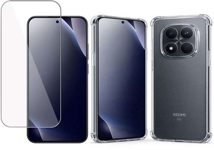 TechNow Hoesje + Screenprotector geschikt voor Xiaomi Redmi Note 15 Pro 4G – Gehard Glas – Extreme Shockproof Case – Transparant