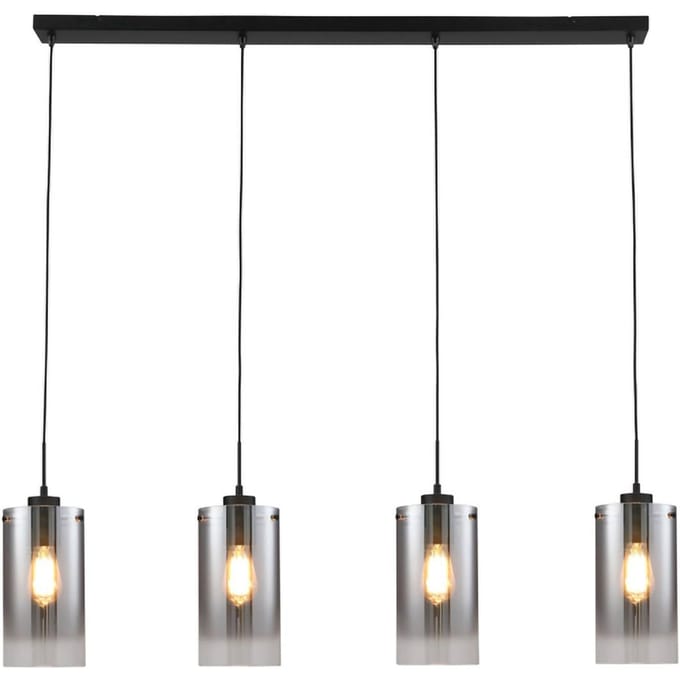 Freelight Ventotto hanglamp, zwart/rook, lengte 125 cm, 4-lamps.
