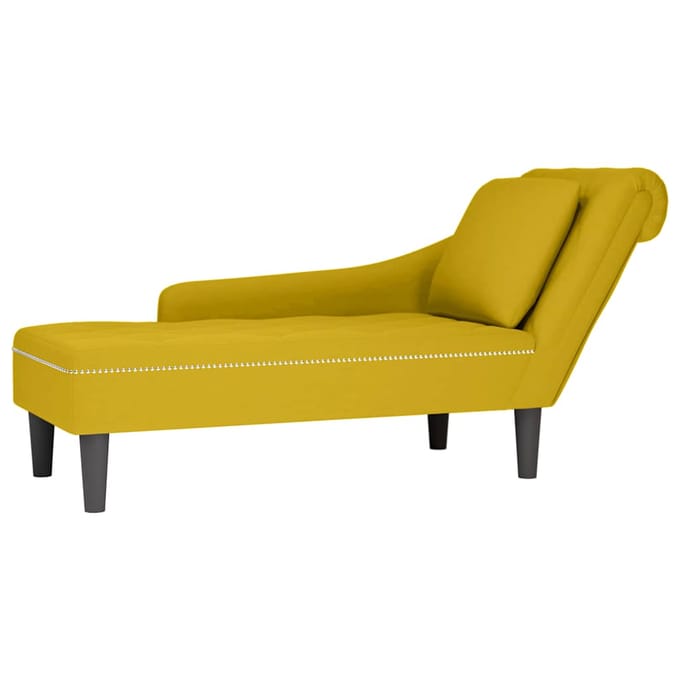 vidaXL - Chaise - longue - met - kussen - en - rechterarmleuning - fluweel - geel