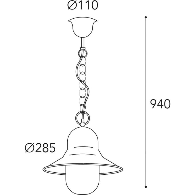 Moretti Luce Buiten hanglamp Campanula 2094, antiek messing, Ø 29 cm, IP44