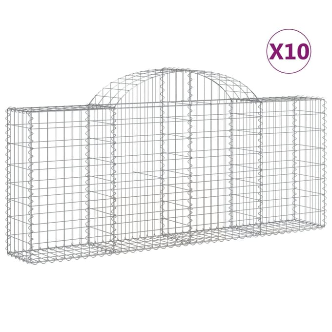 vidaXL - Schanskorven - 10 - st - gewelfd - 200x30x80/100 - cm - ijzer