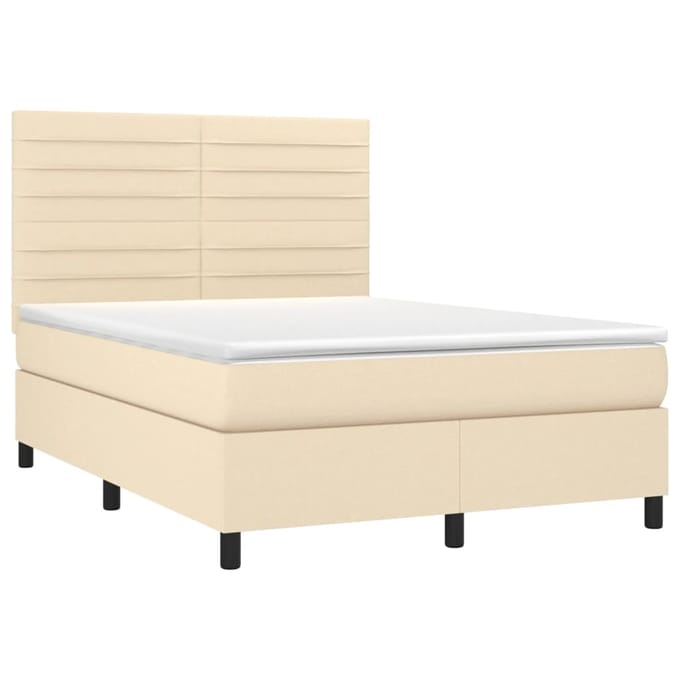 vidaXL - Boxspring - met - matras - stof - crèmekleurig - 140x200 - cm