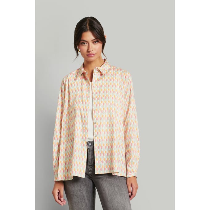 Bugatti Damen Casual blouse met blinde knoopsluiting