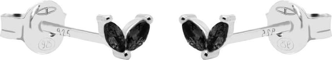 Karma Oorbellen Zirconia Double Black Leaves | Zilver