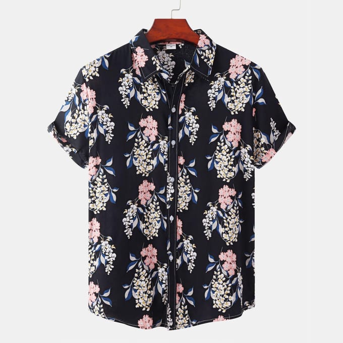 Hawaïaans Luxe Herenhemd Korte Mouwen Shirts Man Modekleding Oversized Shirts 2XL black