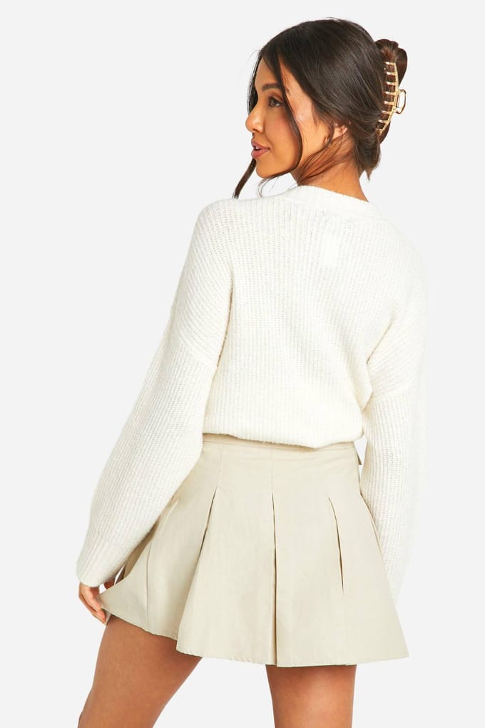 boohoo Dames Geweven Tennis Mini Skort | Stone | Maat: 6