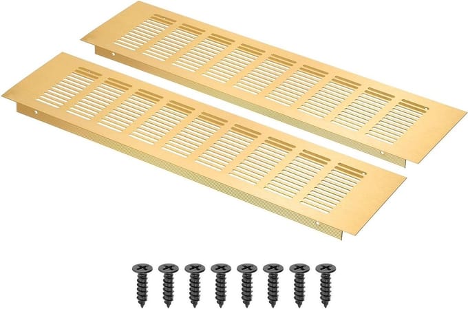 Ventilatierooster - Louvered Vent - Kast Ventilatie - Aluminium Legering - 40 x 10 cm - Goud