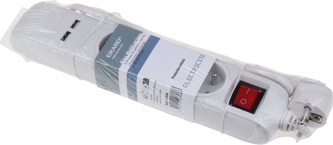 ERARD - MULTISTEKKER 3 X 16A 1M+USB+SCHAKELAAR - 8366