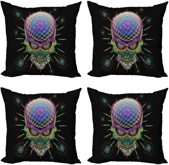 ABAKUHAUS Psychedelische kussenhoezen Set – 45x45 cm – dubbelzijdig multicolor