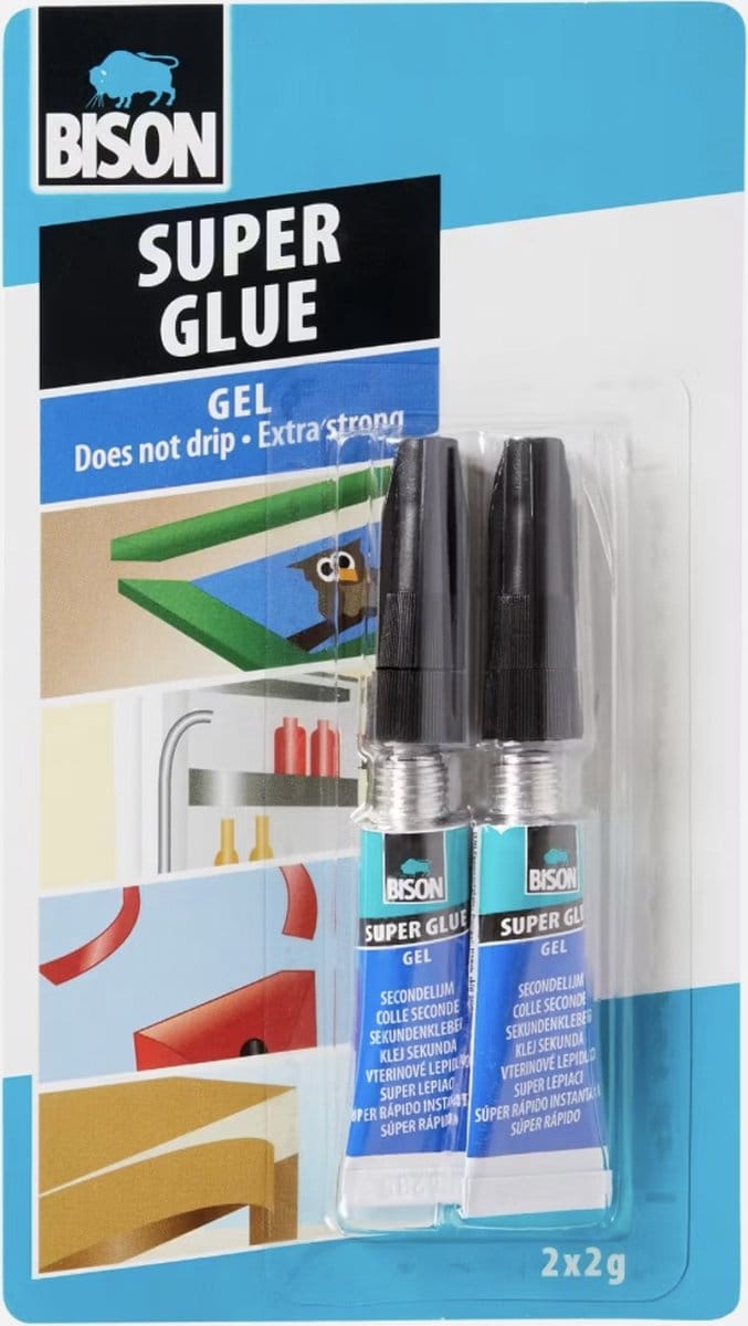 secondelijm - Bison super glue gel - watervast - alleslijm - extra strong - 2 stuks