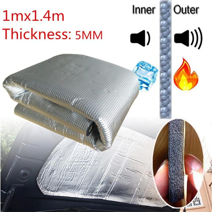 5 MM Aluminium Auto Brand Warmte-isolatie Mat Geluid Deadener Schuim zelfklevend