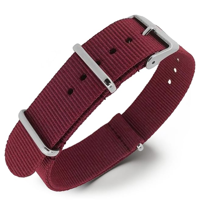 NATO Horlogeband G10 Military Nylon Strap - Bordeauxrood 21mm