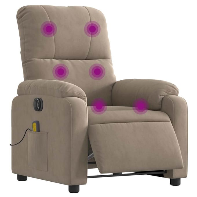 vidaXL - Massagestoel - elektrisch - verstelbaar - microvezelstof - taupe