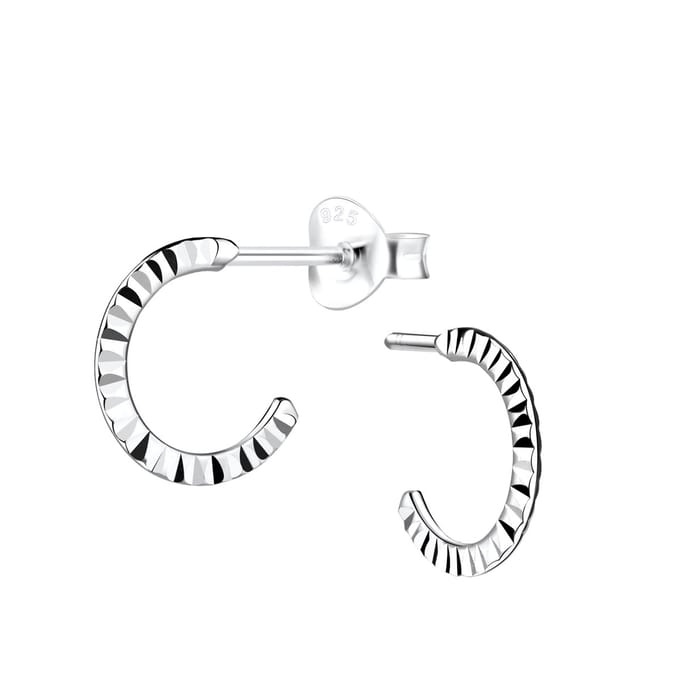 Joy|S - Zilveren oorringen stud - 10 mm - bewerking: diamond cut straight t90