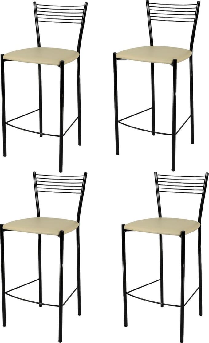 Tommychairs Elegance - Eetkamerstoelen - Set van 4 - Zwart & Beige - Kunstleer & Metaal