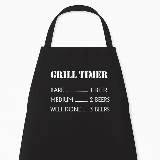Keukenschort Grill Timer, Zwart, One Size