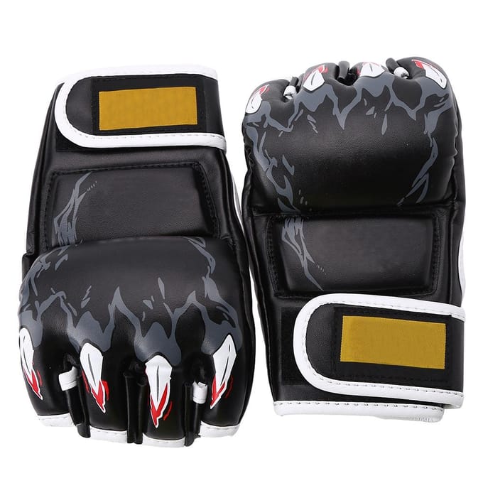 Gants de sac de frappe d'entraînement de boxe demi-doigts durables Sanda Combat Compétition Noir #1 black