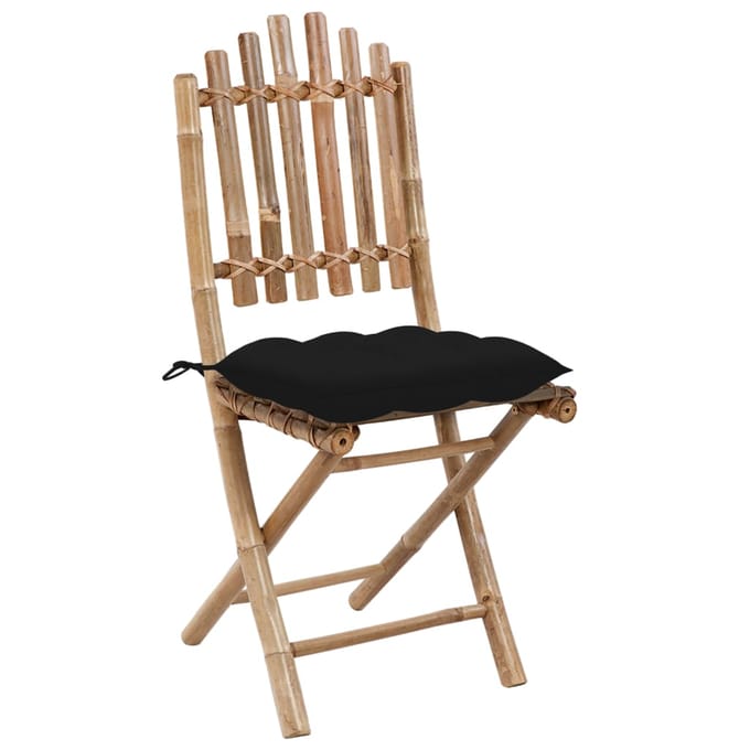 vidaXL - Opklapbare - stoelen - (2 - stuks) - met - kussens, - bamboe