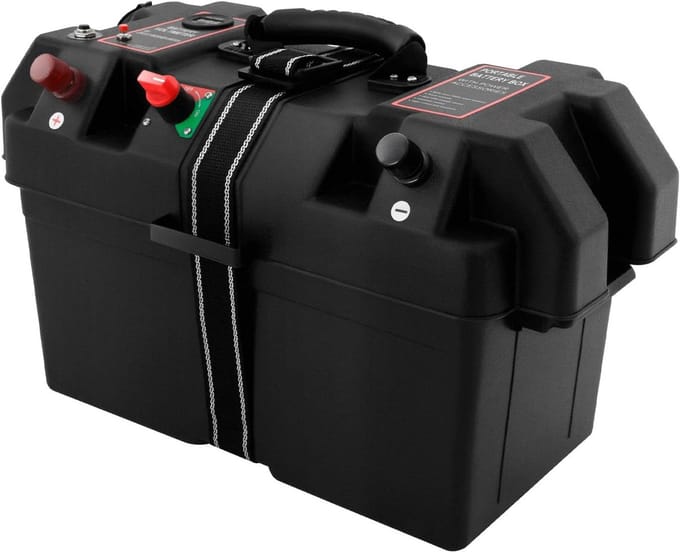 Batterijbox Boot - Accubak Marine - Energie Opslag - Dubbele USB Poorten - Zwart
