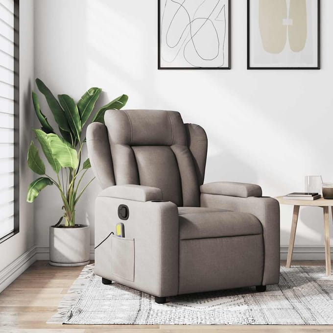 vidaXL - Massagestoel - Taupe - Stof
