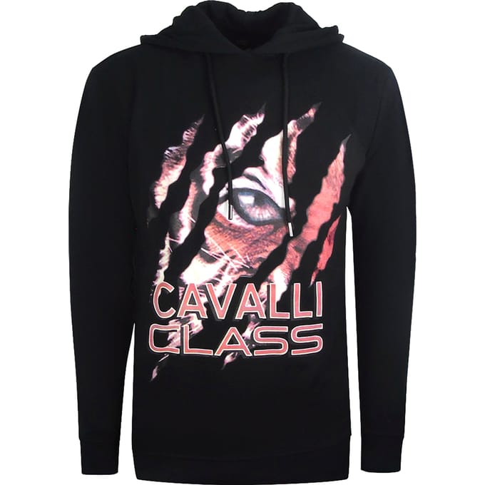 Cavalli Class Peeking Tiger Design zwarte hoodie