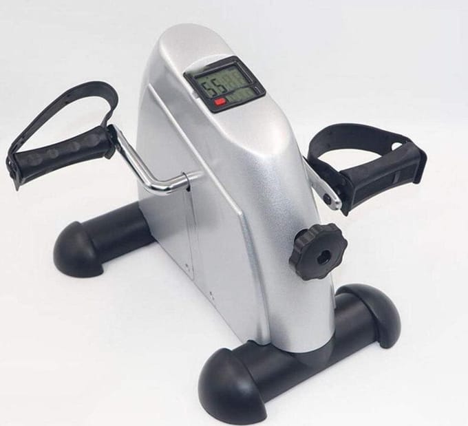 Mini Stepper - Hometrainer Fiets - Cardio Training - Verstelbare Weerstand - 220 Lb Capaciteit - Zilver