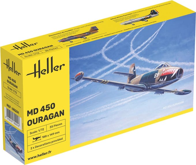 Heller Modelbouwpakket Militaire voertuigen - 80201 Dassault MD 450 Ouragan - Straaljager Plastic - 1:72 - Modelbouw