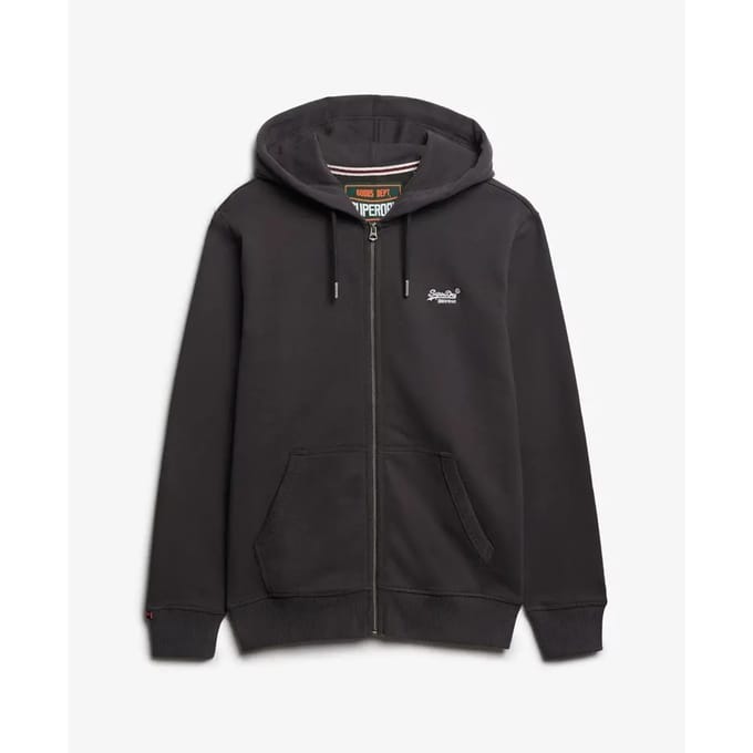 Superdry Essential Logo Half Brushed Zip Hoodie Black Grootte: M