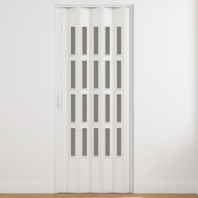 Inklapbare PVC Deur met Gedeeltelijke Doorzichtigheid Verstelbaar DIY Wit