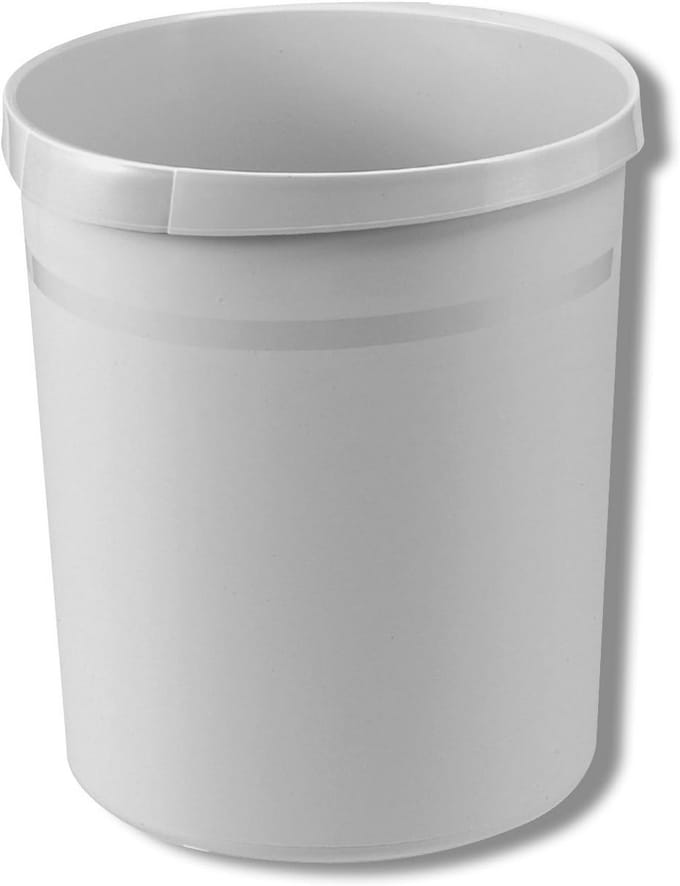 Ronde Prullenbak 18 Liter Extra Stabiel met Handgrepen - Lichtgrijs