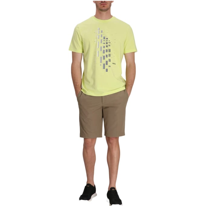 Boss Heren T-shirt met geometrisch patroon, stretch, normale pasvorm (Groen)