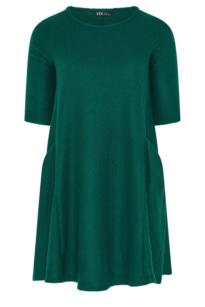 Yours Groene Gedrapeerde Jurk Met Zakken Size 46