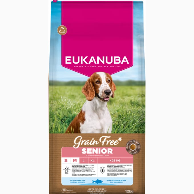 Eukanuba Senior Small & Medium Breed Graanvrij Oceaanvis - Hondenvoer - 12 kg