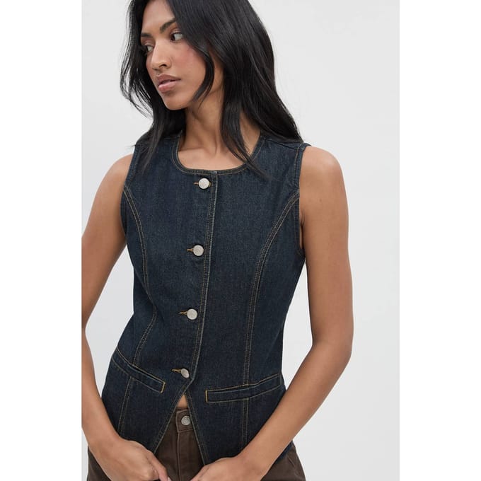 boohoo Dames Longline denimvest | Indigo | Maat: 8
