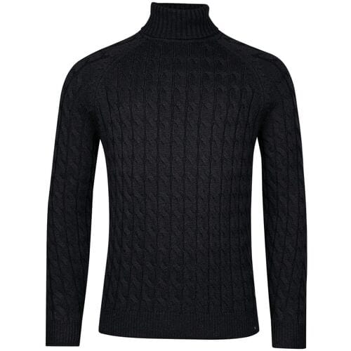 Baileys Trui Rollneck Lambswool Cable Knit Navy / male