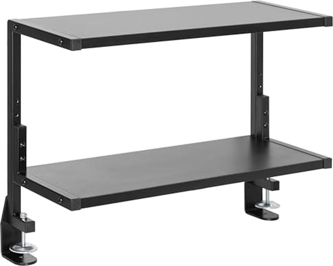 24" Bureau Organizer met Dubbele Planken voor Tafelaccessoires en Gaming Apparatuur