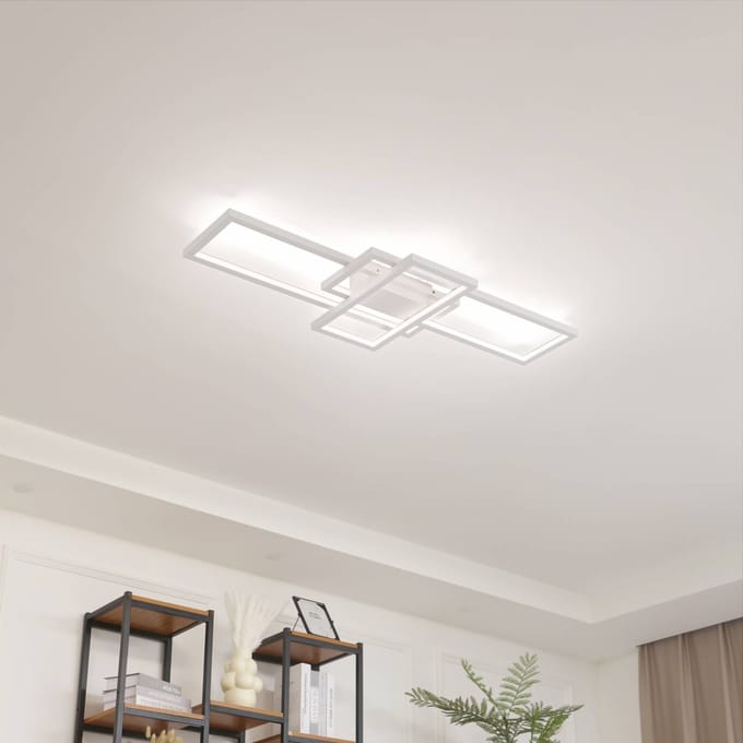 Lindby - LED plafondlamp- met dimmer - 1licht - aluminium - H: 8.5 cm - wit - Inclusief lichtbron