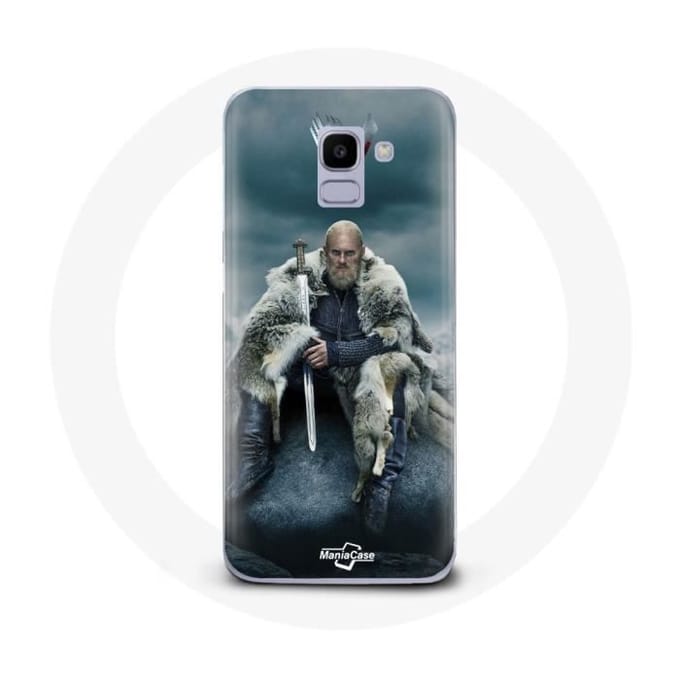 Coque - Vikings - Galaxy A8 2018 - Souple - Protection - Ragnar Lothbrok logo V Epée gris