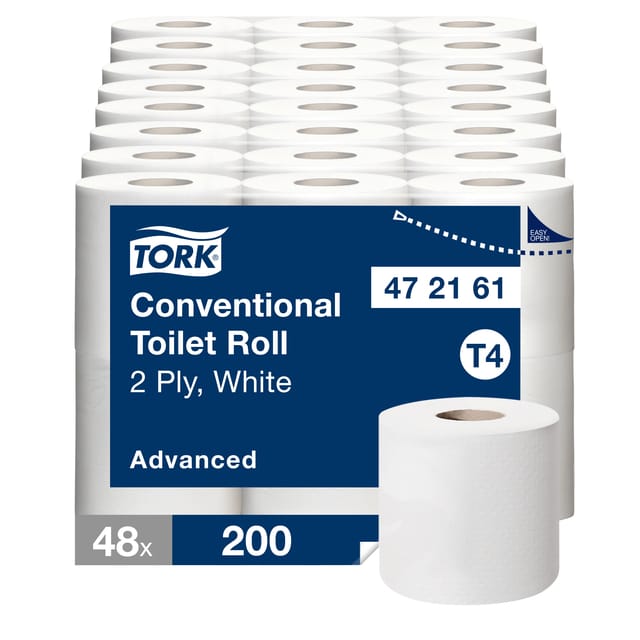 Tork 48st Traditioneel toiletpapier wit 2 lgs, pak à 48 rol (472161)