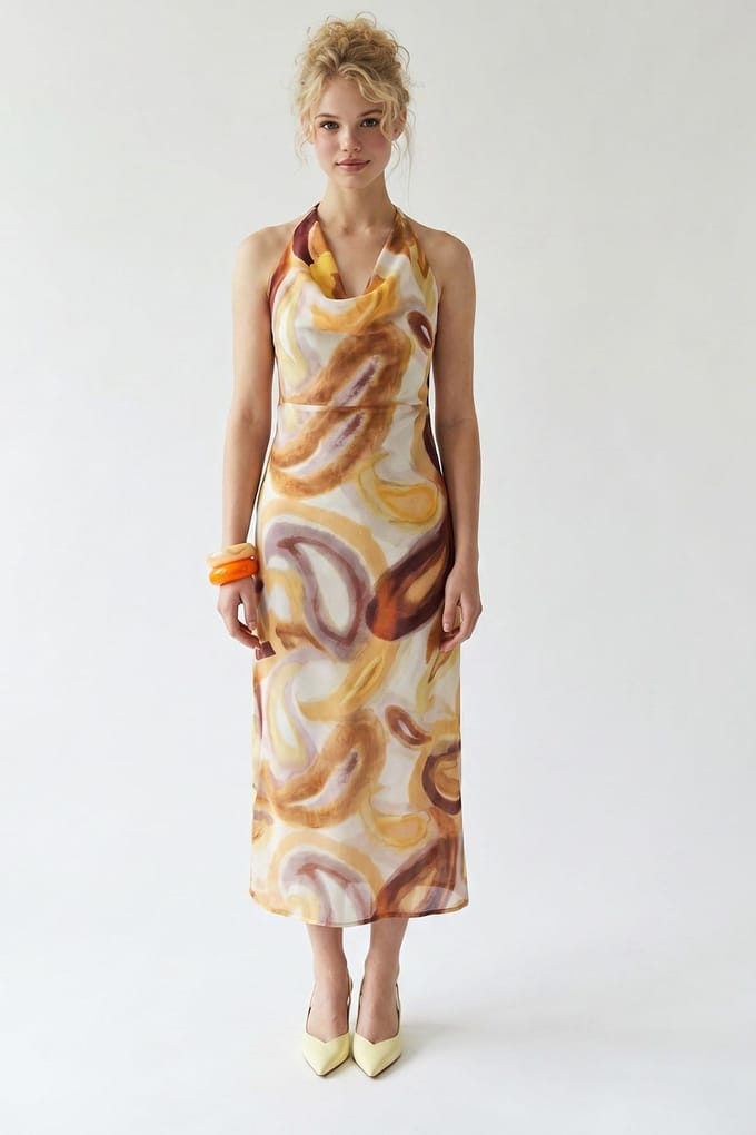 Abstract Chiffon Midi-jurk
