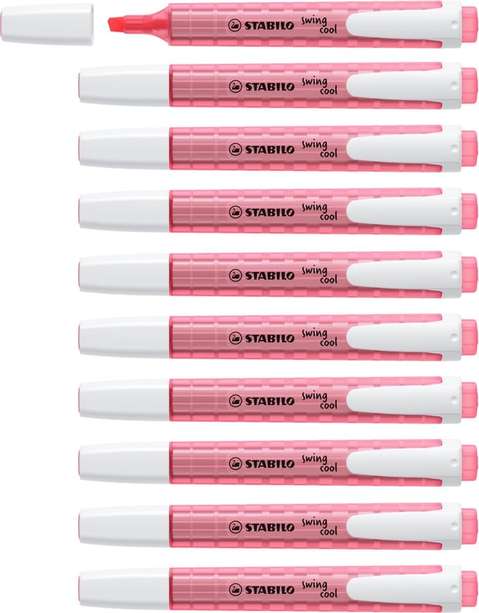 STABILO swing cool - Markeerstift - Perfect Voor Onderweg - Rood - Doos 10 stuks
