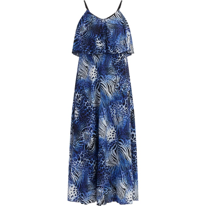 Faina Maxi-jurk met dierenprint Dames KONING BLAUW